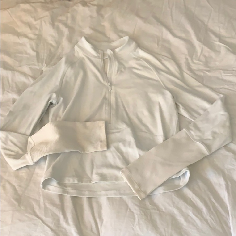 Lululemon Crop White Half Zip Pullover